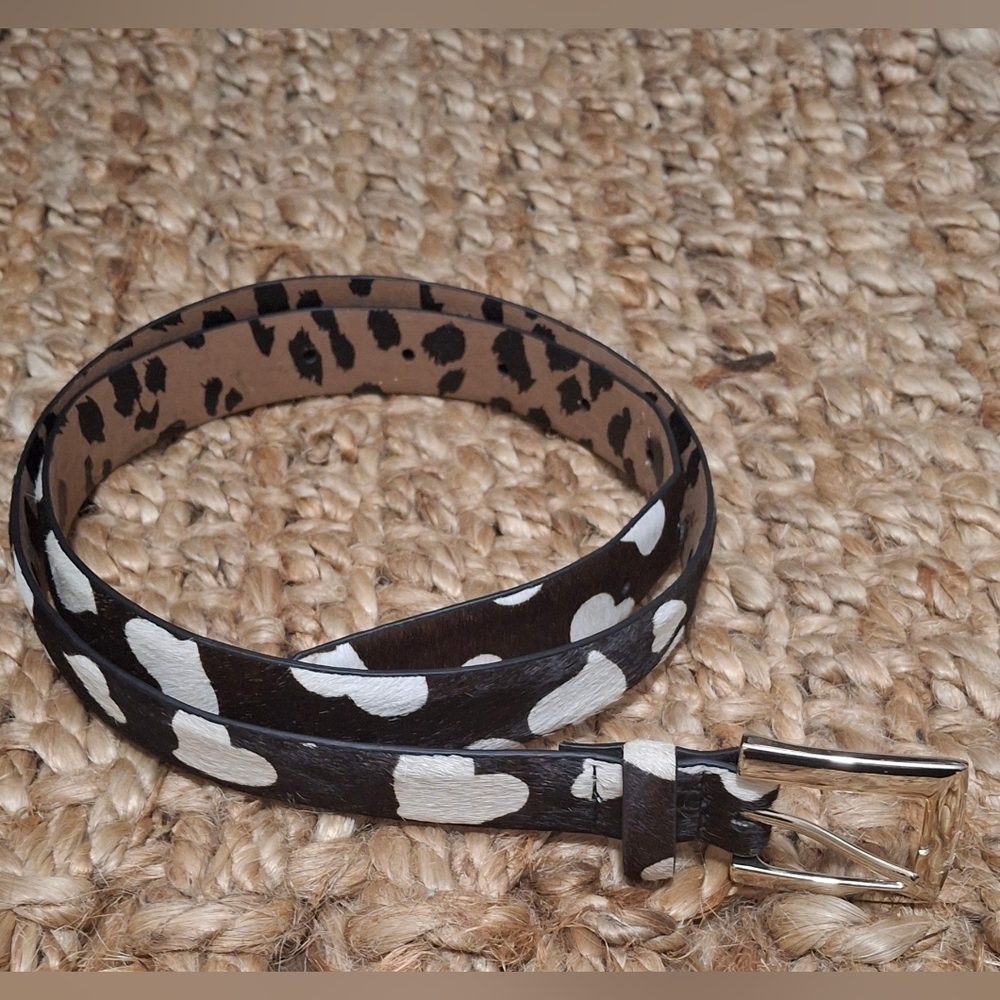 Betsy Johnson leather black and heart print Belt Size Small boho casual office
